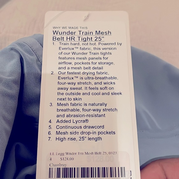 Lululemon Wunder Train Mesh Belt HR Tight 25” , size 4 - Picture 7 of 7